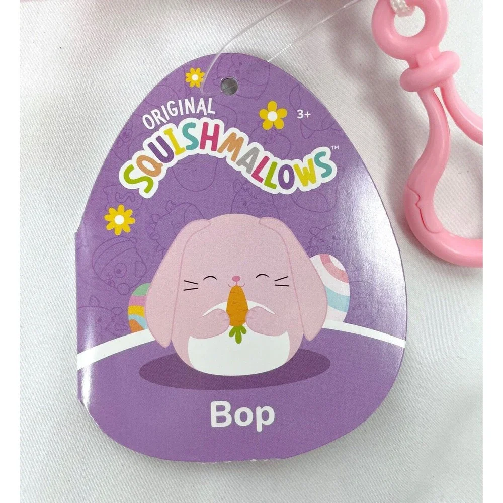 New Squishmallows Bop Easter‎ Bunny Rabbit 3.5” Plush Toy Clip Spring pink